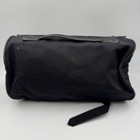 Harley-Davidson Black Leather Canvas Travel Bag With Embossed Logo Durable Strap - Picture 5 of 12